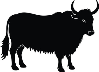 yak  black silhouette vector,yak icon styel