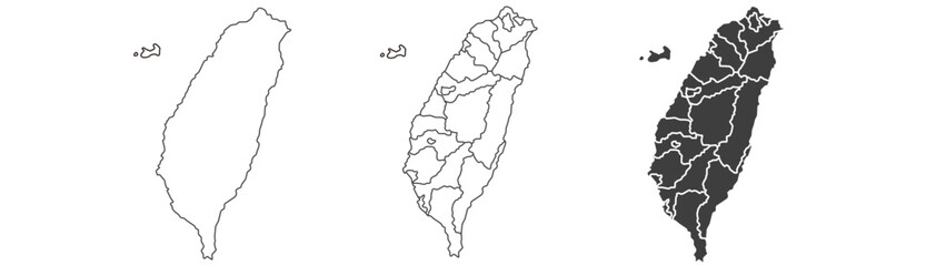 Taiwan map – vector illustration of counties, cities, and political borders
