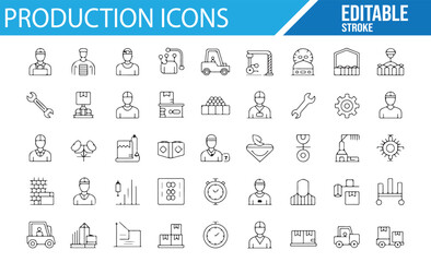 Industrial Production and Worker Icons for Digital Use