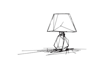 Table lamp line art and black color