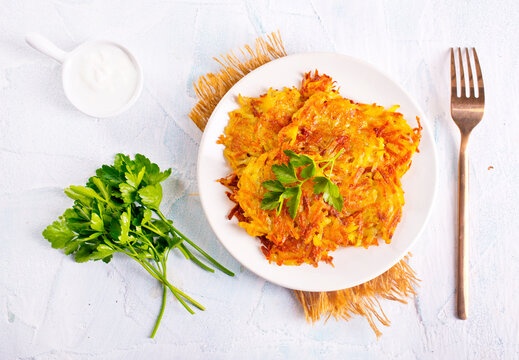 Potato Pancakes on white plate
