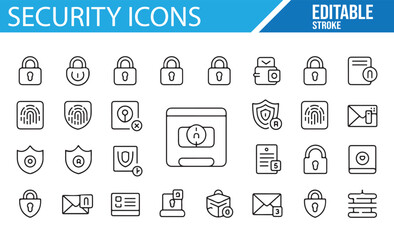Vector Icons Representing Digital Security and Protection