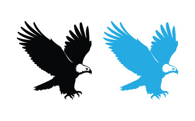 eagle silhouette set, flying eagle silhouette vector.Bald Eagle silhouettes isolated on white.eagle logo vector and icon