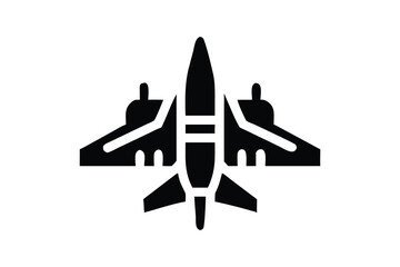 Simple Black Silhouette of a Military Jet