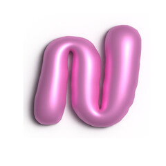 3D Glossy Purple Letter N