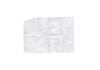 Crumpled and torn lined notebook paper with visible fold marks and rough edges. Old-fashioned school sheet for design mockups, journaling, or digital scrapbooking.