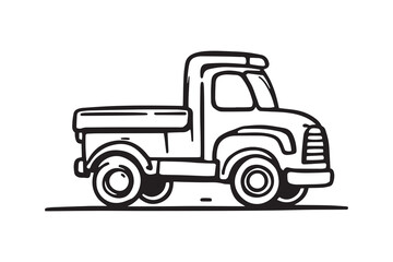 Fototapeta premium Toy truck line art and black color