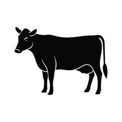 Silhouette of a Cow Standing on a White Background