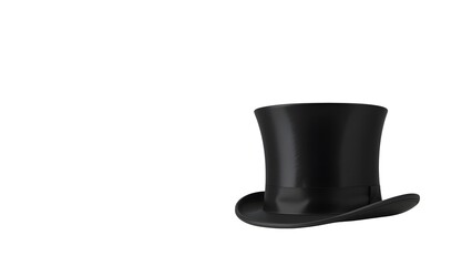 Black top hat isolated on white background for magician costume or vintage fashion accessory image use 100 on transparent background