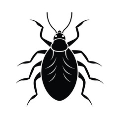 Stylized Black Silhouette of a Bed Bug on White Background