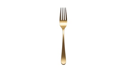 Isolated gold fork elegant cutlery kitchen utensils dining silverware restaurant equipment tool design 100 character on transparent background