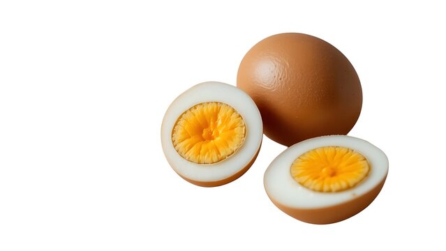 Hard boiled eggs nutrition facts protein breakfast healthy food diet recipe cooking ingredient isolated on transparent background
