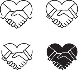 Heart Handshake Icon for Partnership and Trust