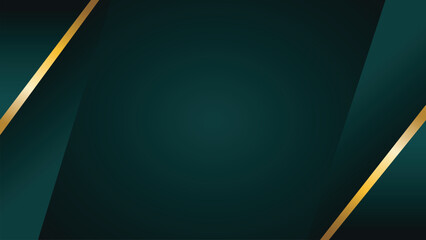 Emerald green abstract background with dark gradient, geometric border, and copy space. Vector illustration