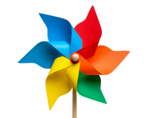  Bright Origami Pinwheel Toy with Vibrant Colors, isolated on transparent background PNG