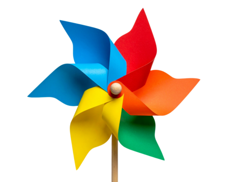  Bright Origami Pinwheel Toy with Vibrant Colors, isolated on transparent background PNG