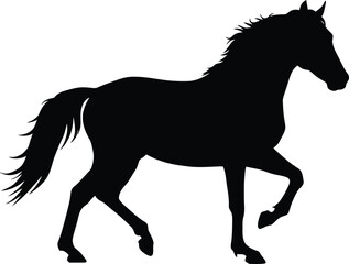 Running Horse Silhouette in Black Side View

