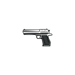 Engraved Pistol sketch icon logo flat vector design