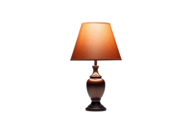 Elegant brown table lamp with a conical shade, perfect for adding a touch of warmth to any room. background removed