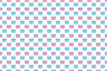 Pastel Seamless Pattern with Christmas Gifts, Pink gift, blue gift, pink bow, blue bow, green background, for wrapping paper, fabric, texture, background, backdrop, clothes 