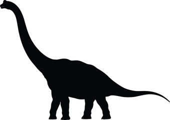 Long Neck Dinosaur Silhouette in Black