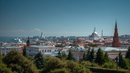 stunning panorama of kazan highlighting unique architecture of ancient kremlin