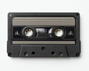 A vintage cassette tape, a relic of the past, sits against a stark white background, its faded green label hinting at forgotten melodies.