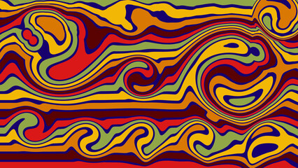 Abstract retro swirls create a vibrant colorful backdrop