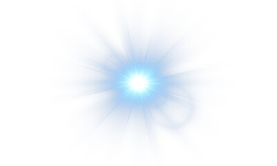 Bright lens flare. Blue glow effect. Starry flares with shimmering highlights. Bright blue light effect.  © Ihor Nemynushchyi