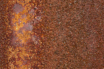 赤錆の背景用テクスチャー。経年劣化で錆びたガードレールの支柱