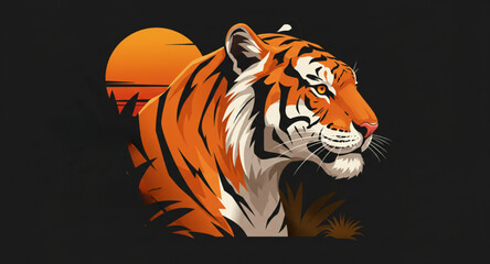 tiger on a black background