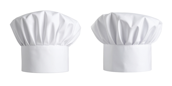  Classic White Chef Toque Hat with Pleated Top Design, isolated on transparent background PNG