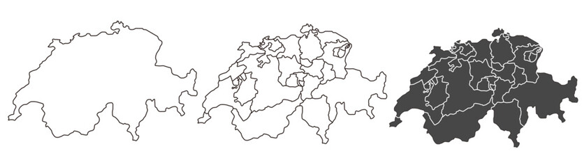 Switzerland map – vector illustration of cantons and political borders
