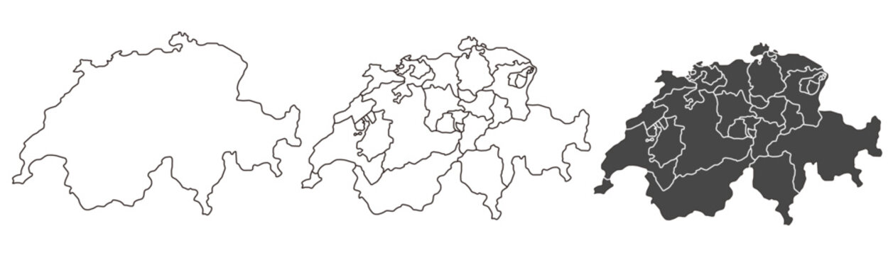 Switzerland map &ndash; vector illustration of cantons and political borders