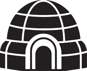 igloo silhouette, black and white silhouette, vector and illustration