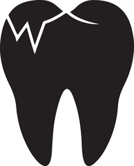 broken tooth silhouette, black and white silhouette, vector and illustration