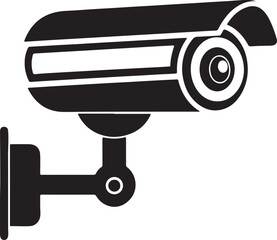 security cctv camera silhouette, black and white silhouette, vector and illustration