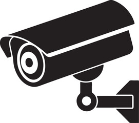 security cctv camera silhouette, black and white silhouette, vector and illustration