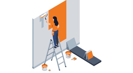 Home renovation concept vector illustration for diy projects in isometric style