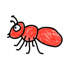 Cute red ant kids drawing cartoon illustration 
