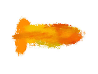 Abstract watercolor-style orange and yellow splash with textured brush strokes on black