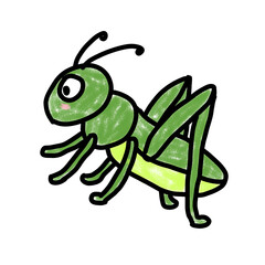Cute grasshopper kids drawing cartoon illustration 