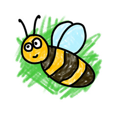Cute bee kids drawing cartoon illustration 