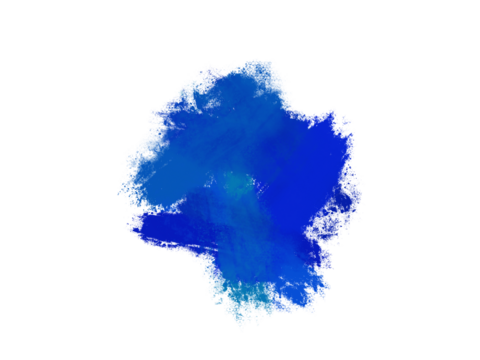 Abstract blue watercolor splash with textured edges on a black background artwork