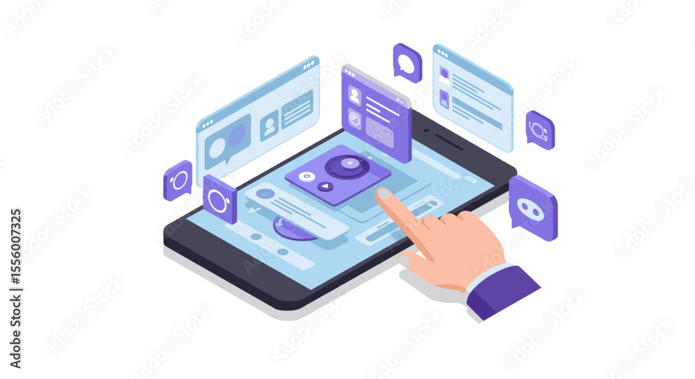 Wall mural futuristic technology user interface design vector illustration in isometric style