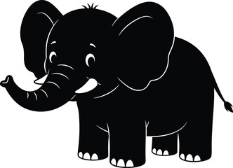 Cute Cartoon Elephant Silhouette Illustration


