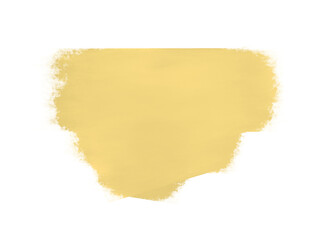 Abstract painted shape with rough edges on a black background with yellow and green stripes