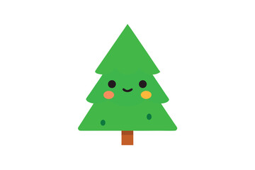 Animated Christmas Tree Cartoon Illustration Design Cute cartoon