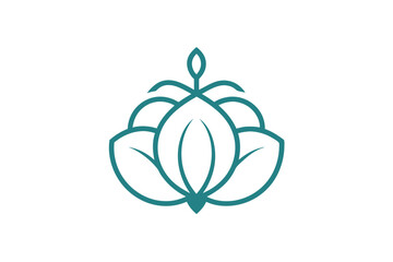 Line Art Pumpkin Blossom Emblem Logo Icon for White Background