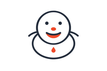Bold Line Snowman Head Icon Design single smiling